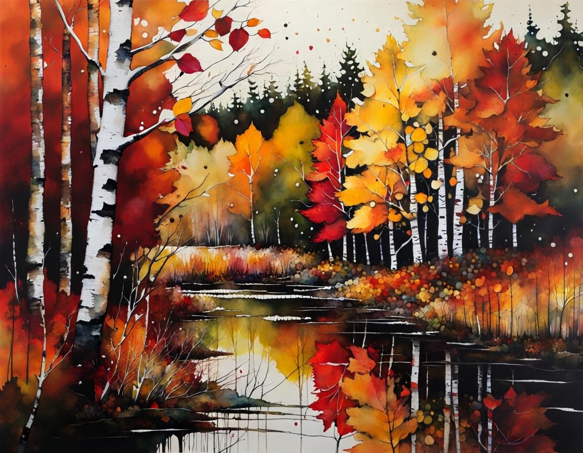 Autumn in New Brunswick: Encaustic Masterpiece