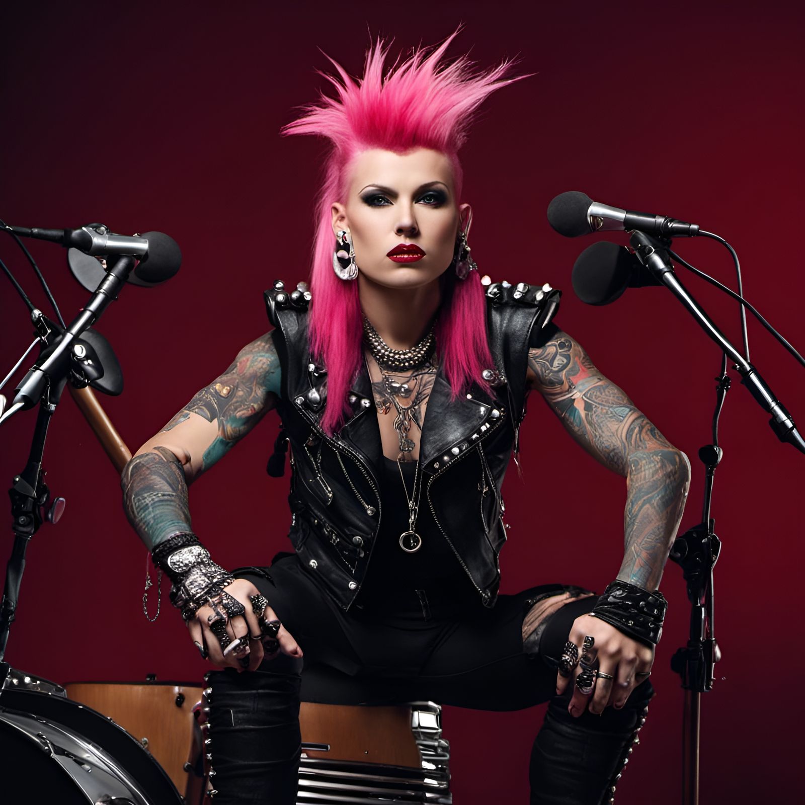 Punk Rocker with Piercings and Studs