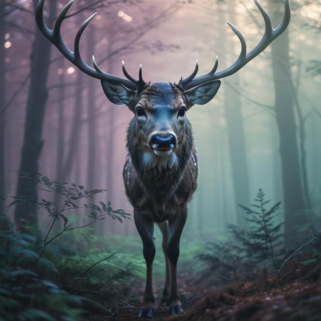 Deer in Forest Clearing: Wildlife Photography