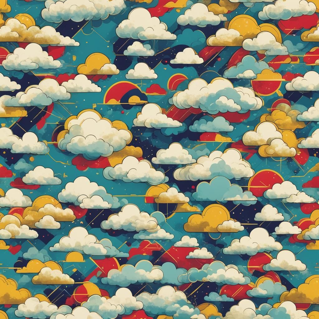Pop Art Clouds in Geometric Bauhaus Style