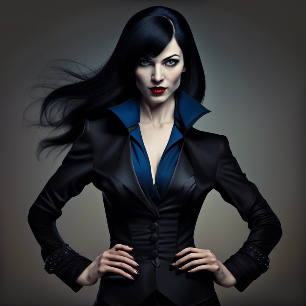 Hyperrealistic Vampire Woman in Ninja Suit