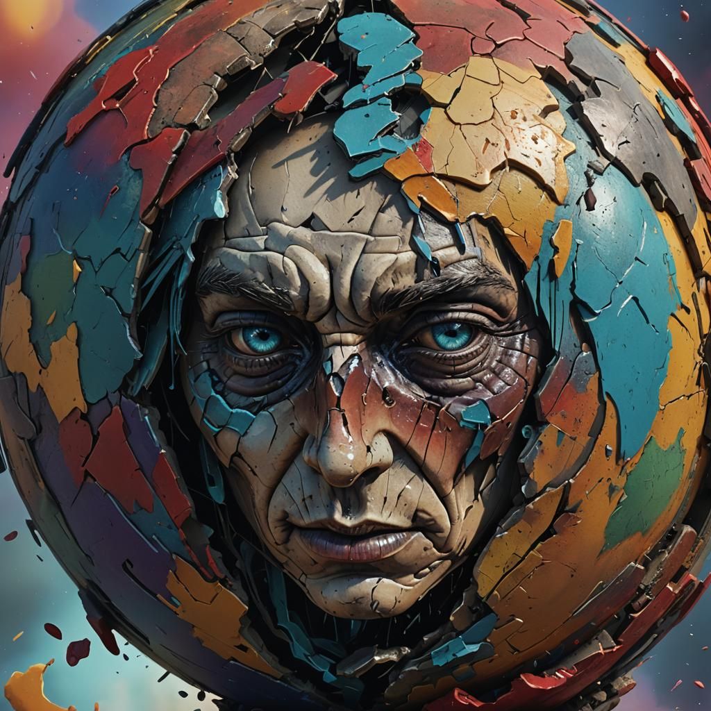 Grieving Globe: Hyperrealistic Concept Art of War