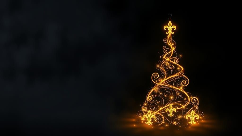 Glowing Christmas Tree with Golden Fleur-de-lis