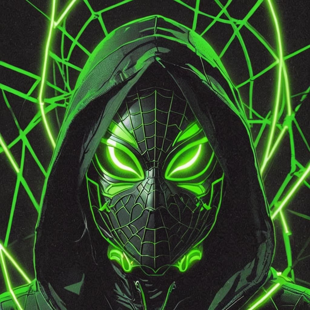Neon Spider-Girl in Comic Book Style