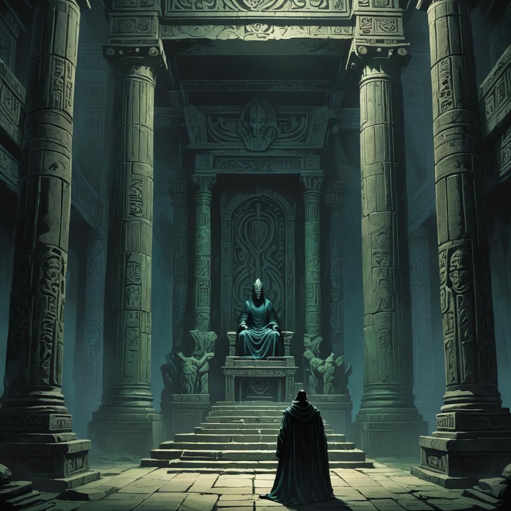 Shadow Lord on Throne in Dark Temple
