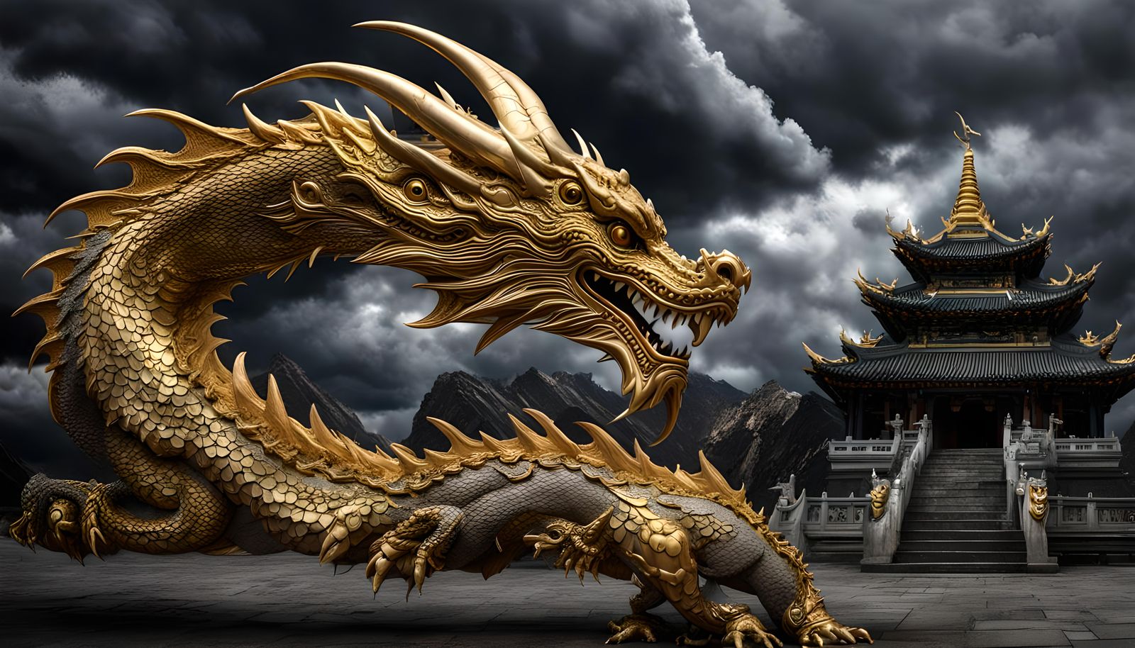 Gold and Silver Dragon Guards Hades Entrance