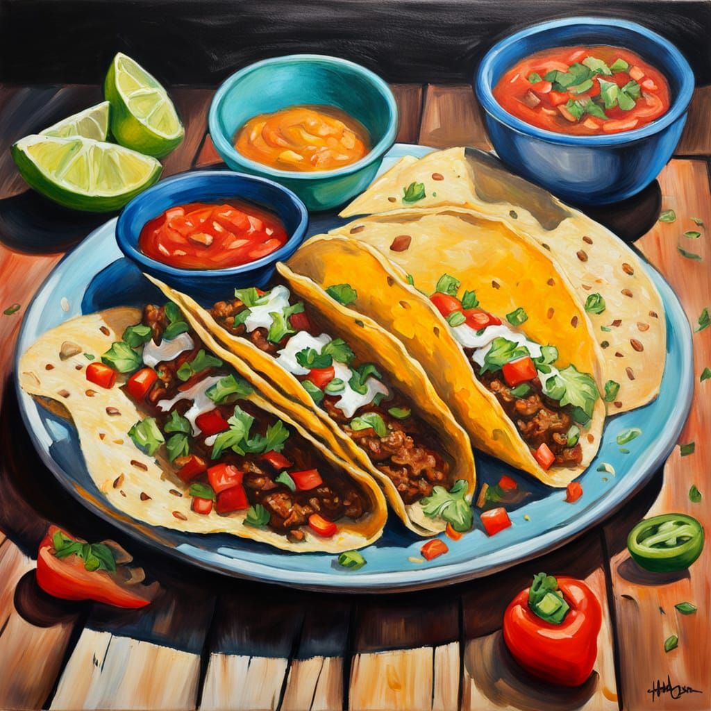 Vibrant Impressionistic Painting of Taco Tuesday