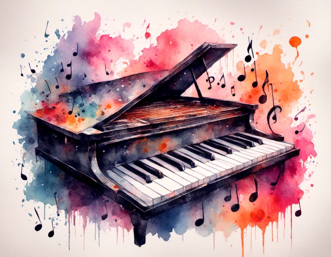 Whimsical Watercolor Music Notebook Illustration