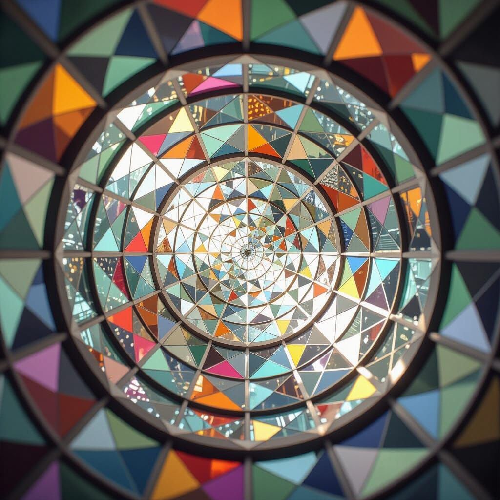 Symmetrical Kaleidoscope Pattern in Mid-Century Style