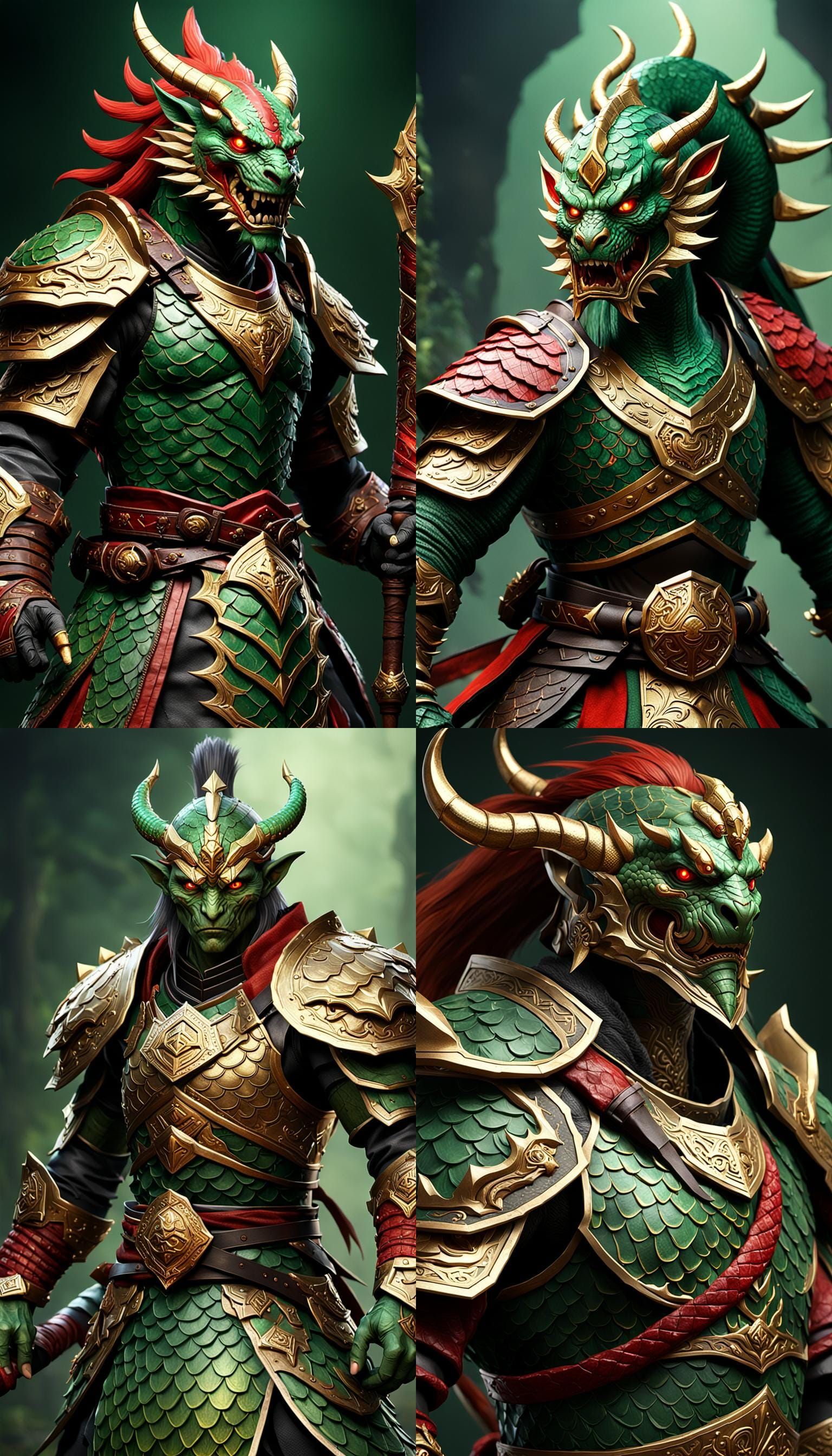 Yuan-Ti Pureblood Fighter in 3D Cinematic Style