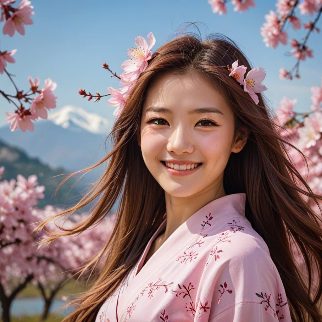 Breezy Sakura Fantasy Portrait of a Beautiful Woman