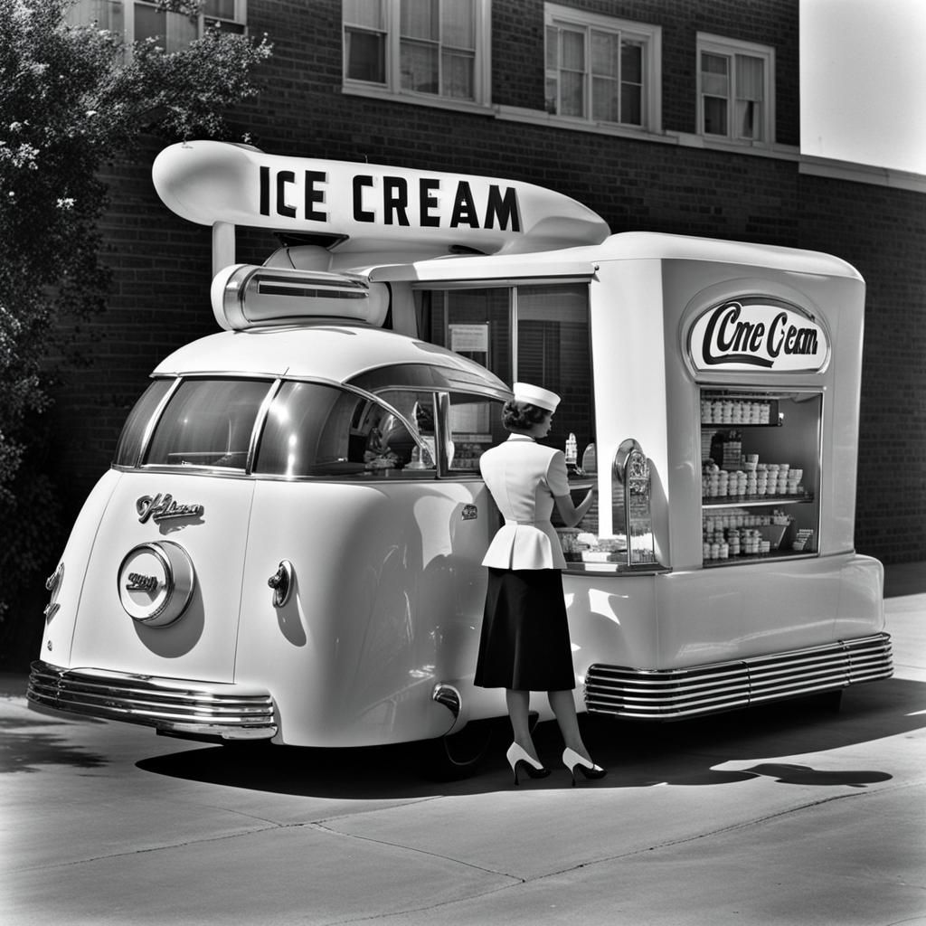 Late 1950s, early 1960s Retro-Futuristic Ice cream truck