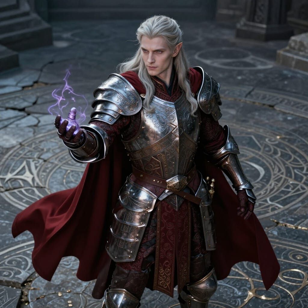 Elven Battle Mage Brenet in Heroic Realism Style