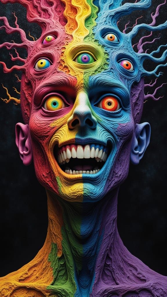 Surreal Fractal Man in Glitch Art Dreamscape