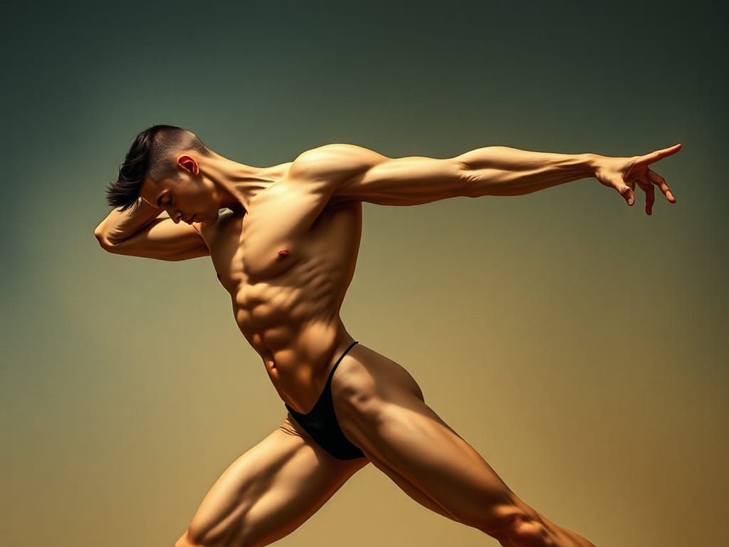 Alluring Androgynous Dancer in S-Curve Pose