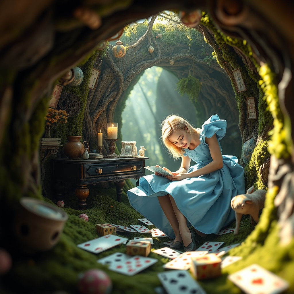 Alice in Wonderland Falling: Digital Concept Art