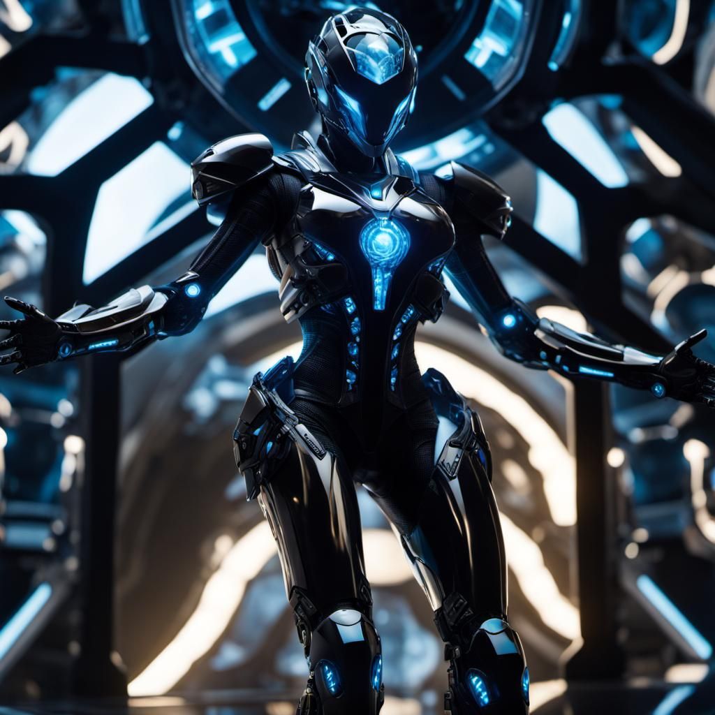 Futuristic Ebony Vehicle with Holographic Background