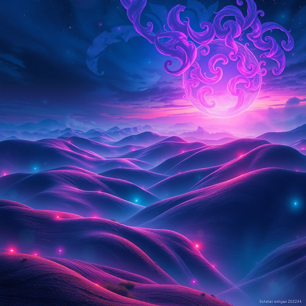 Ethereal Hills Landscape in Detailed Matte Painting Style