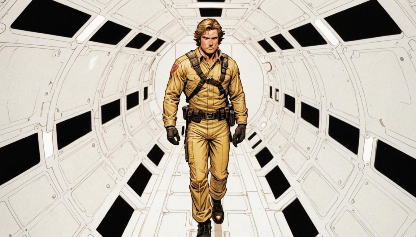 Comic Book Art Style Astronaut in Space