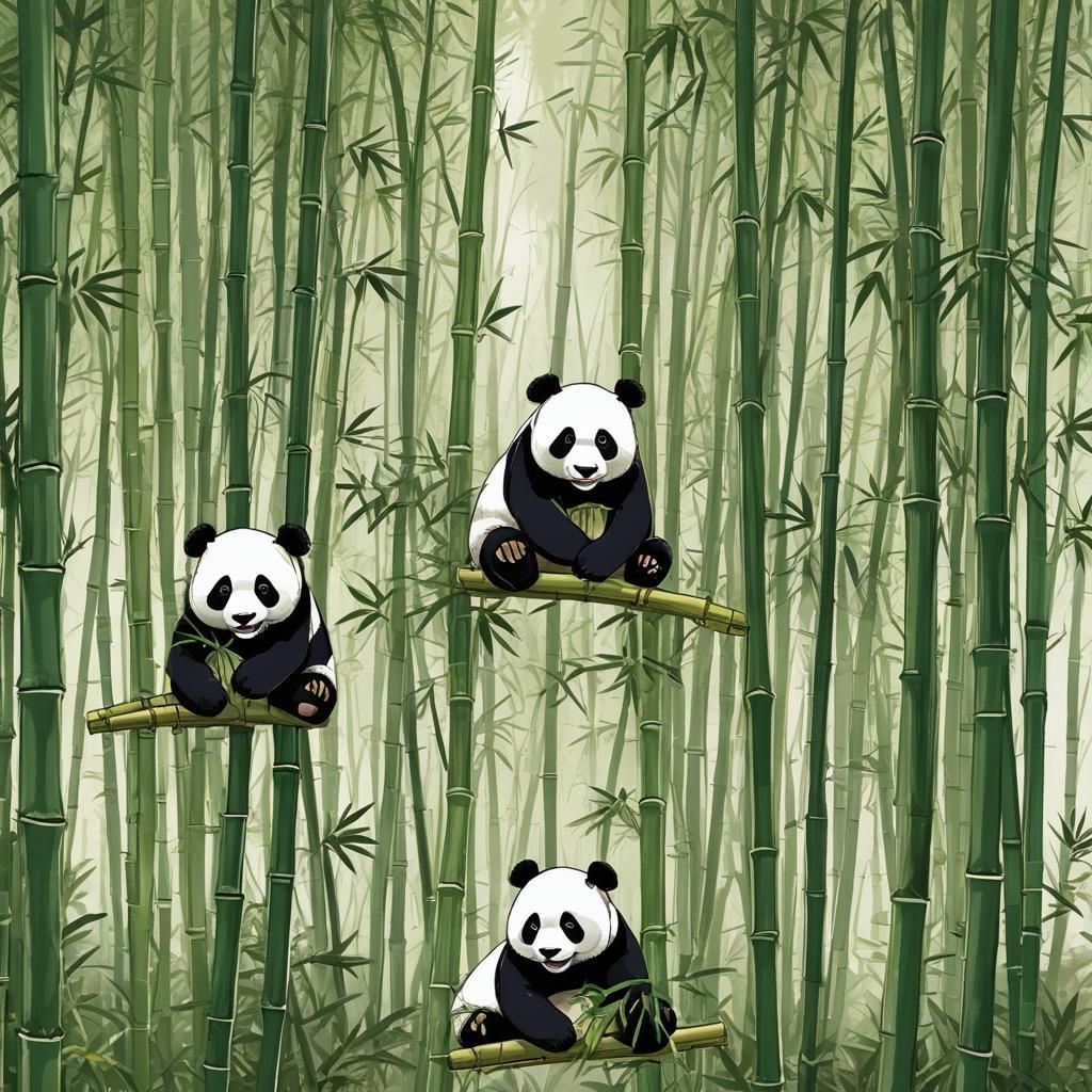 Panda's Bamboo Feast in Forest Habitat
