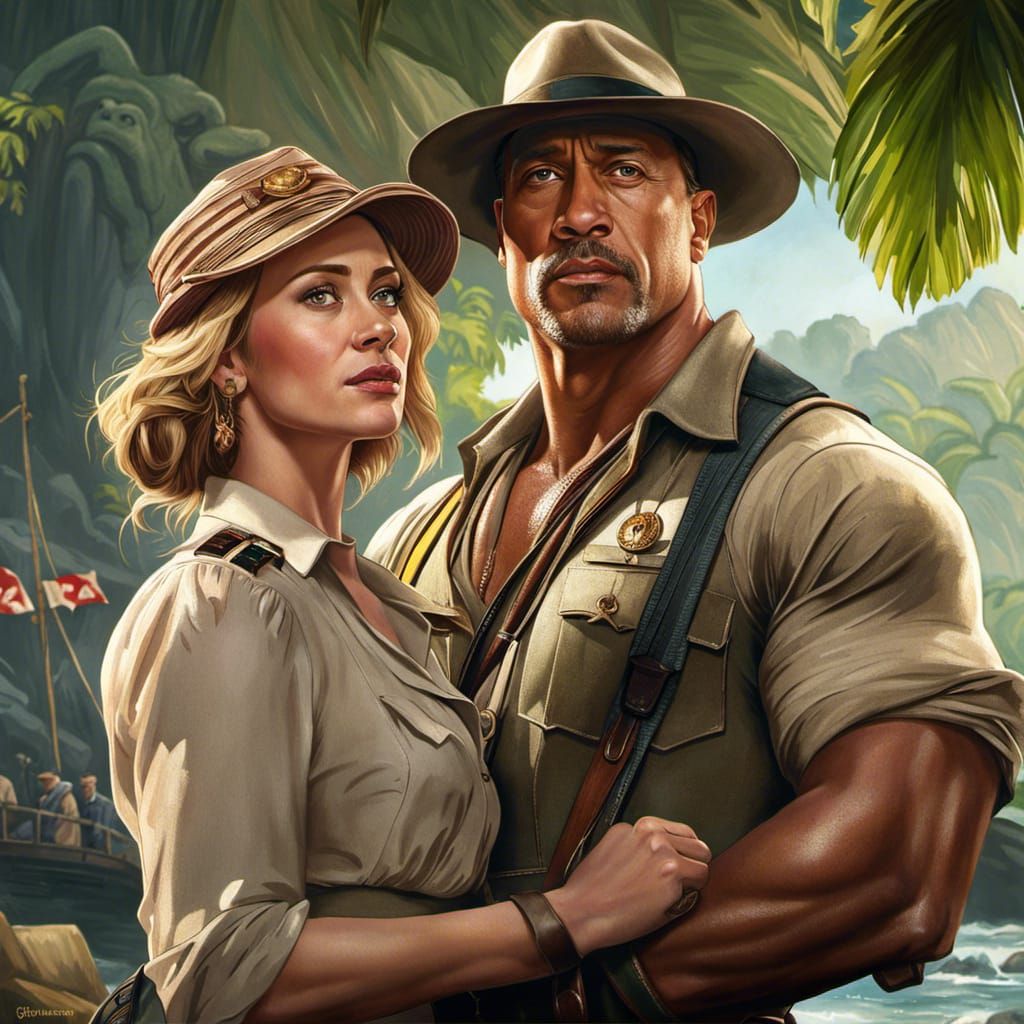 Hyperrealistic Portrait of Two Actors in Art Nouveau Style