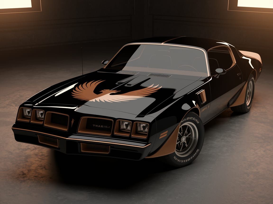 Vintage Muscle Car in Dimly Lit Garage