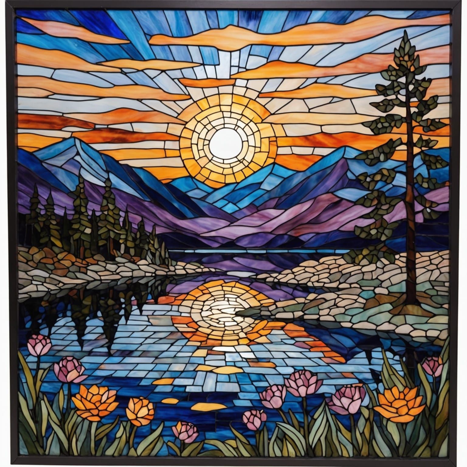 Sky Above, Earth below, Peace within. stained glass mosaic o...