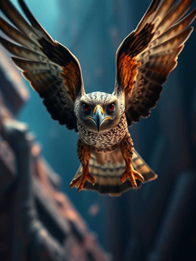 Hawk Attack in Dark Fantasy Biomechanical Style