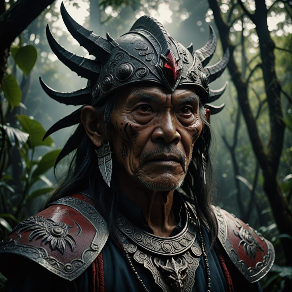 Elderly Filipino Aswang Vampire with Red Eyes