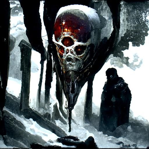 Lovecraftian Frost-Blood Angel in Meditation