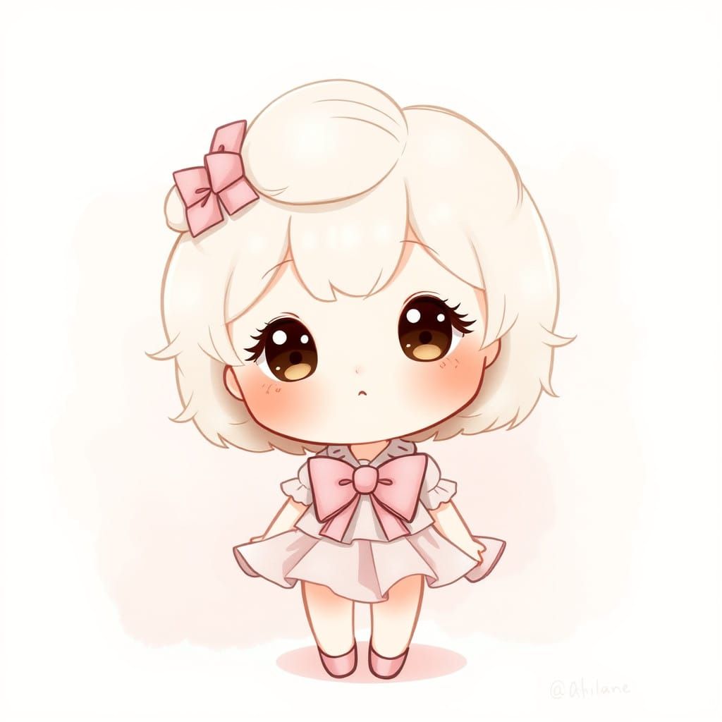 Whimsical Pastel-Colored Portrait of a Sweet Little Girl