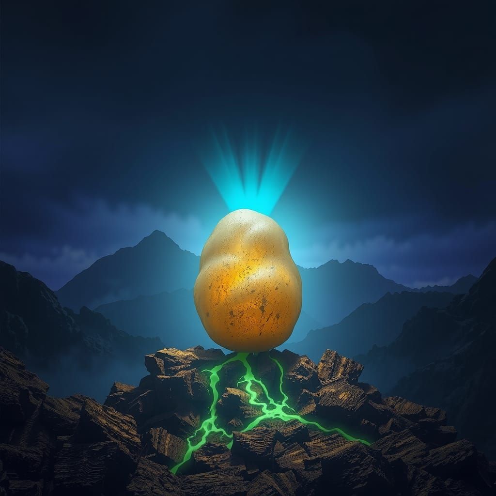 Glowing Potato Rises: Dreamlike Unreal Engine 5 Art