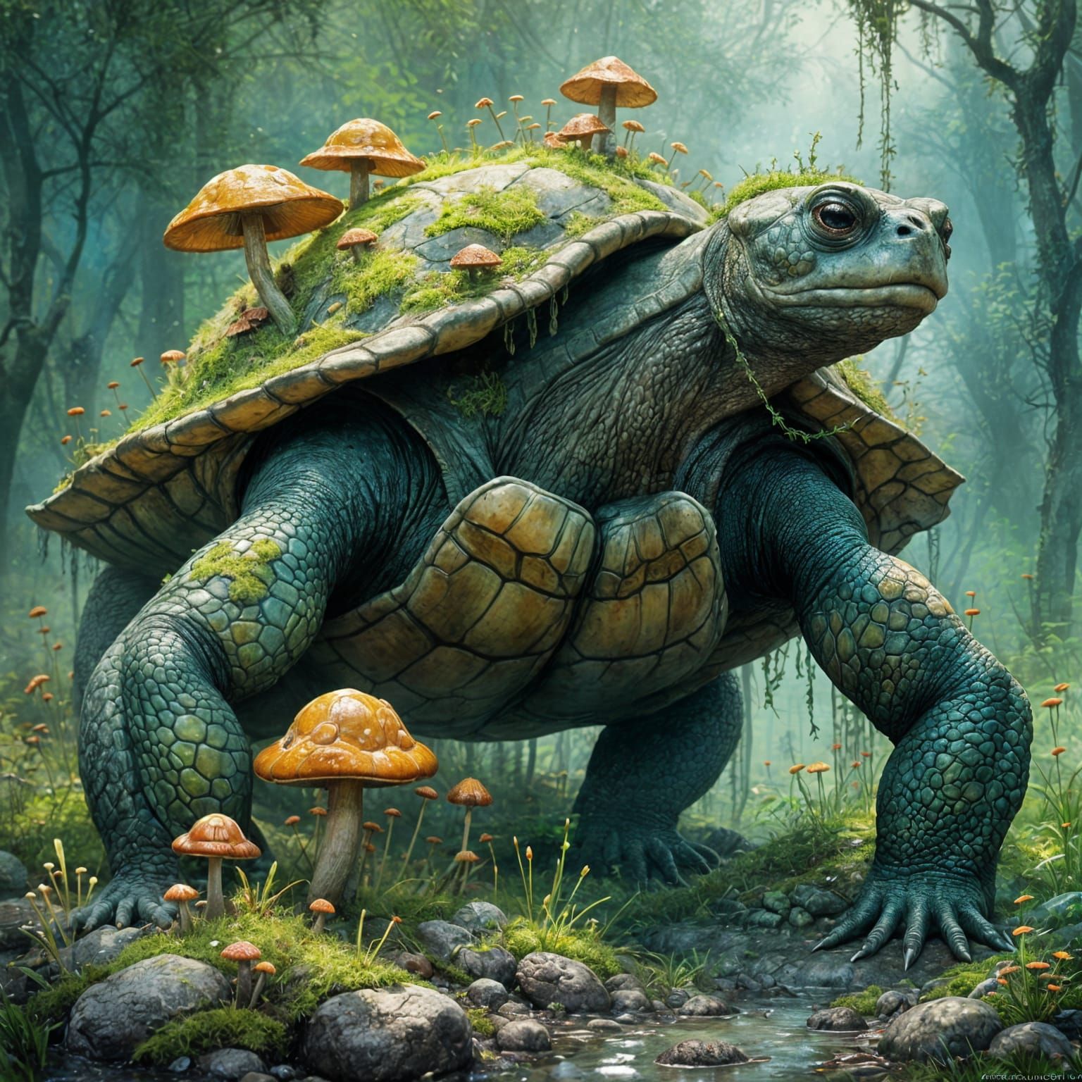 Mystical Turtle Wizard in a Tropical Jungle Paradise