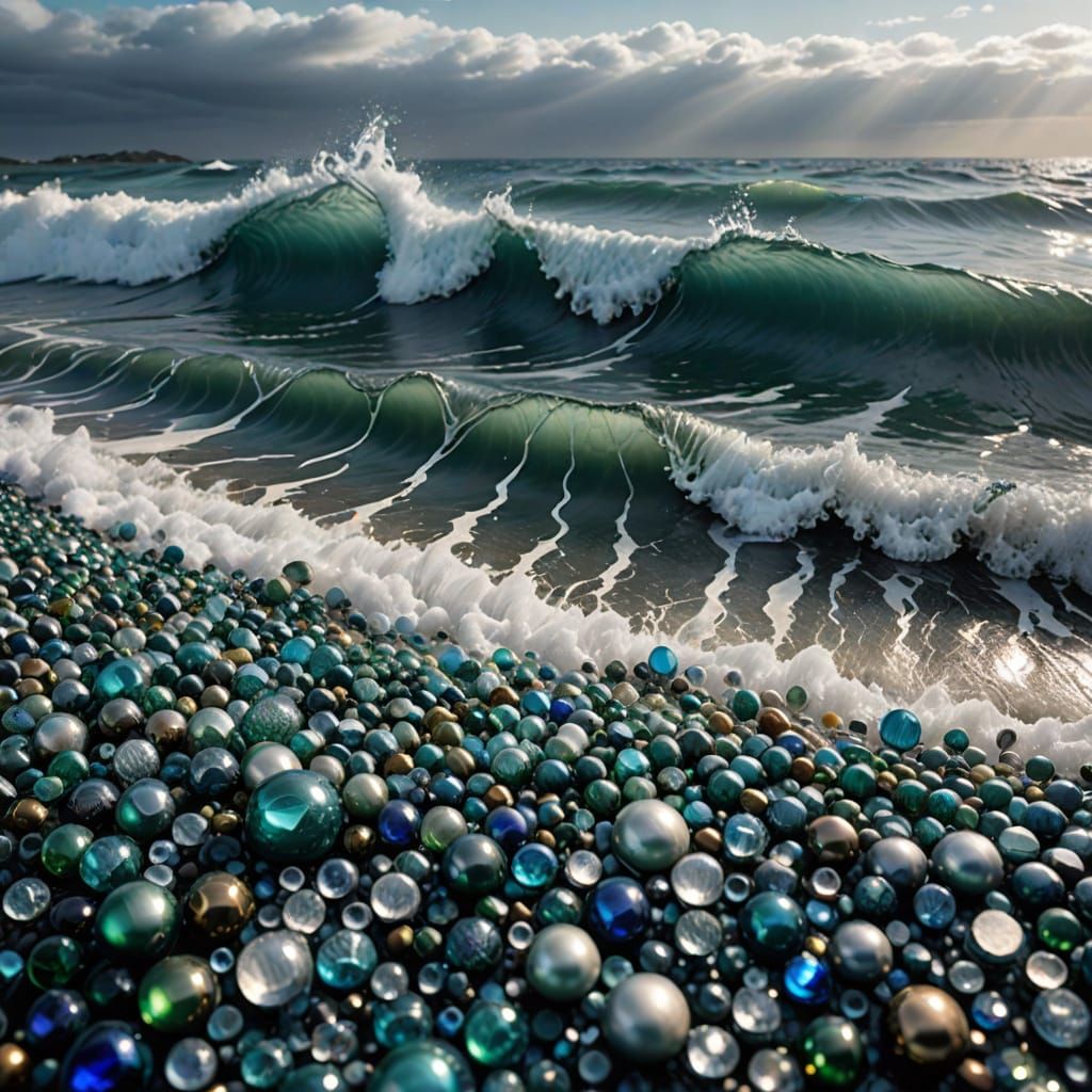 Glass Bead Ocean: A Dazzling Surreal Seascape
