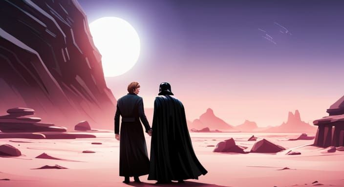 Skywalker Reunion: A Retrofuturistic Digital Art Concept