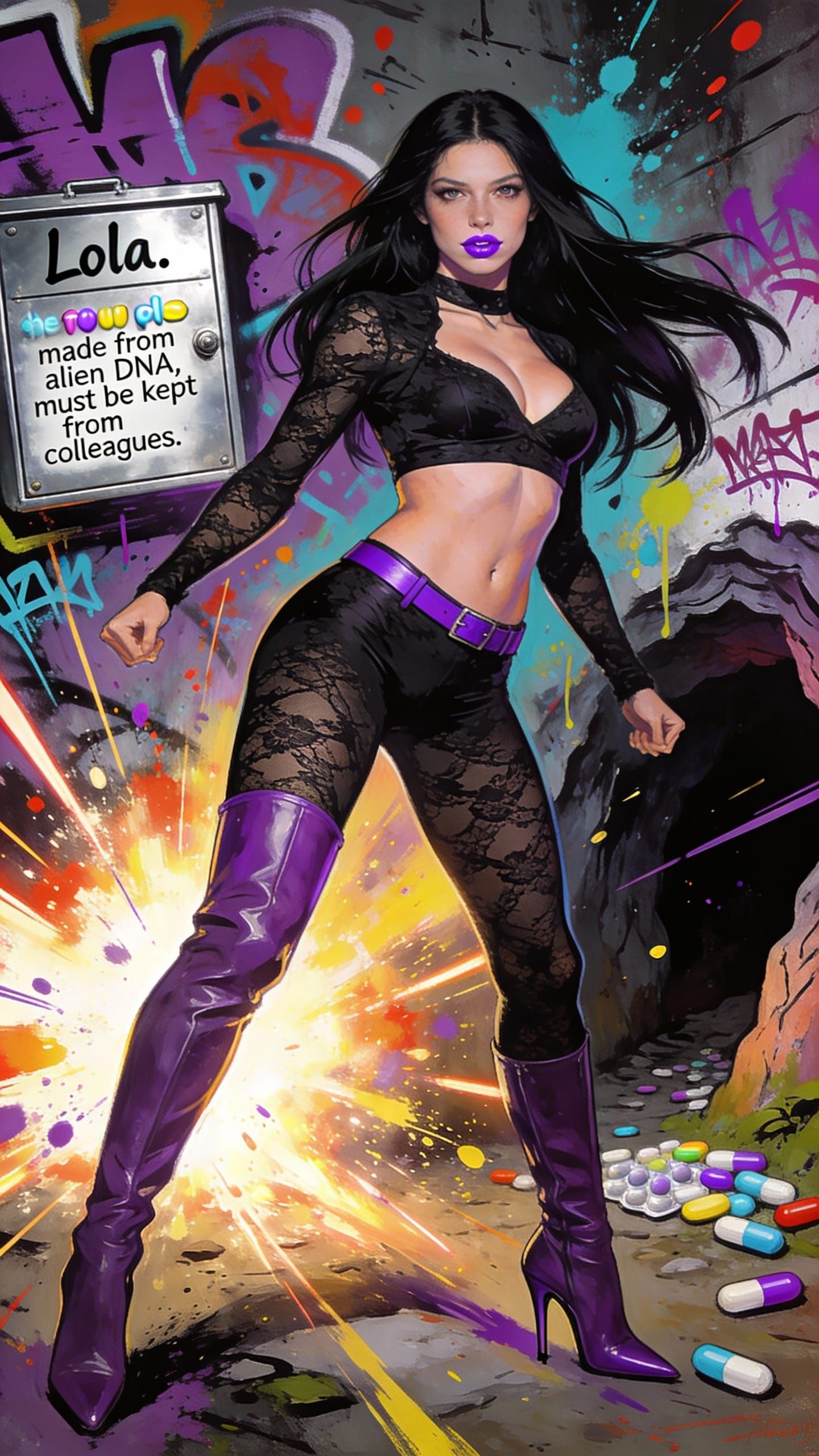 Alien DNA Transformation in Graffiti Art Style