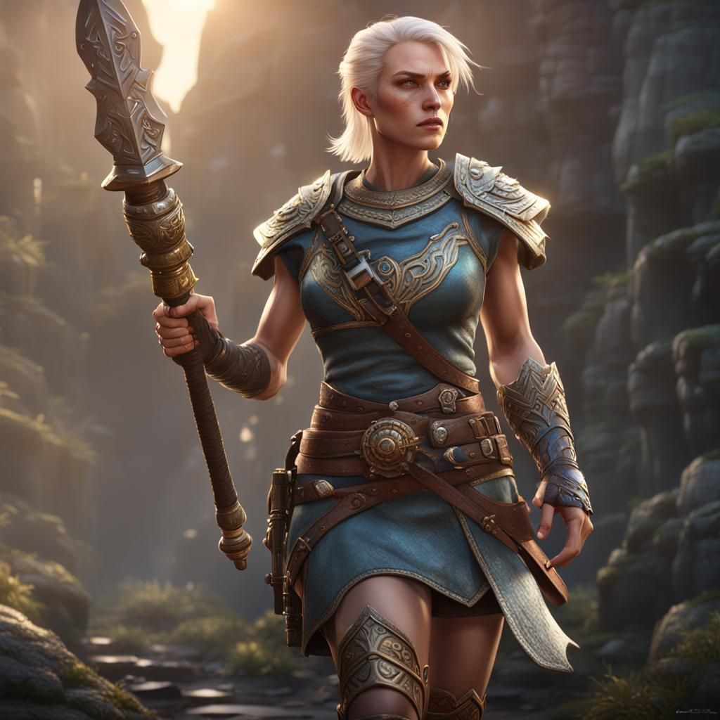 Fantasy Female Warrior in Detailed Digital Painting