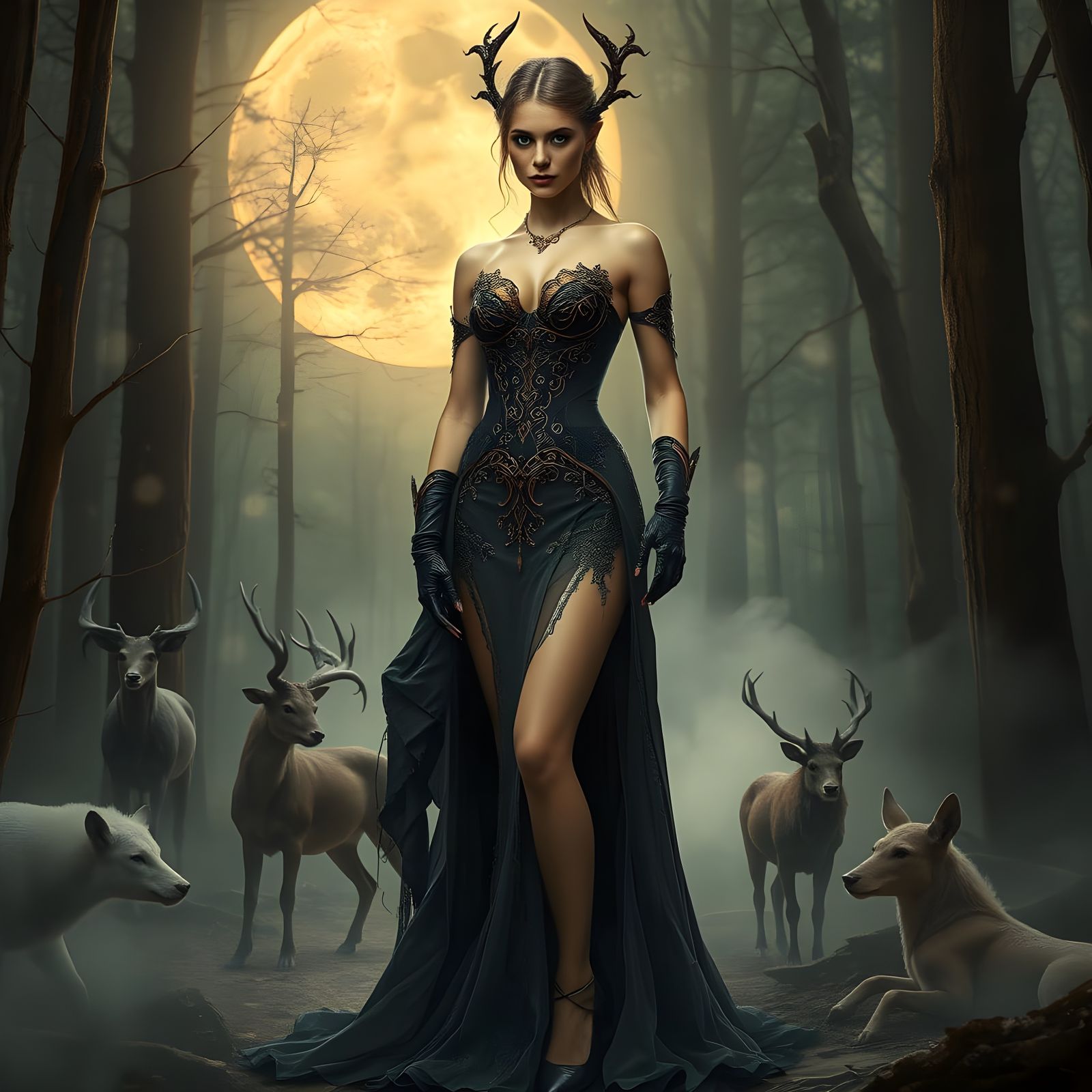 Ethereal Wood Nymph in Victorian Splendor