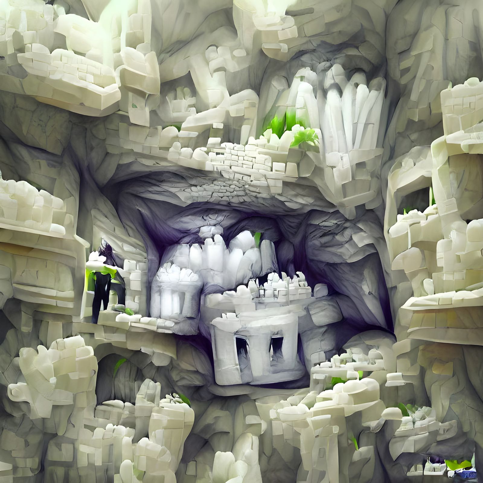 Ethereal Crystal Cave Castle with Ambient Lighting