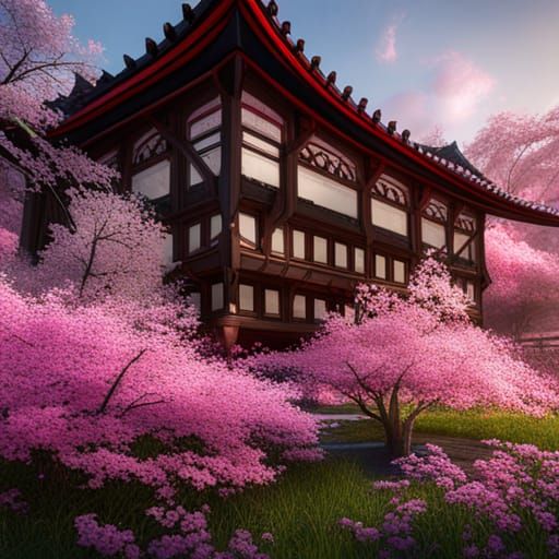 Cherry Blossoms Tattoo Art in Detailed Matte Painting