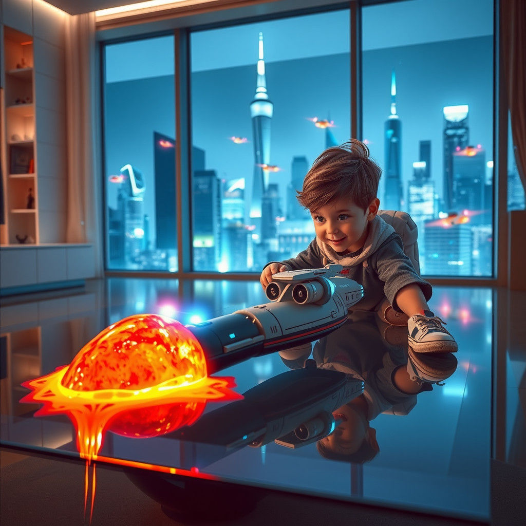 Child's Futuristic Toy Melts Table: Syd Mead Style