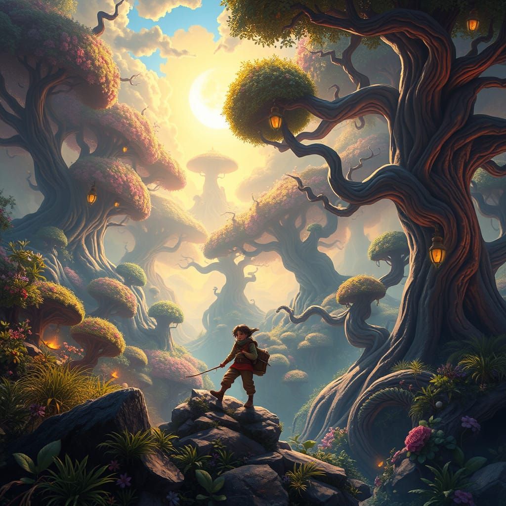 Enchanted Disney Realm in Whimsical, Miyazaki-Inspired Style