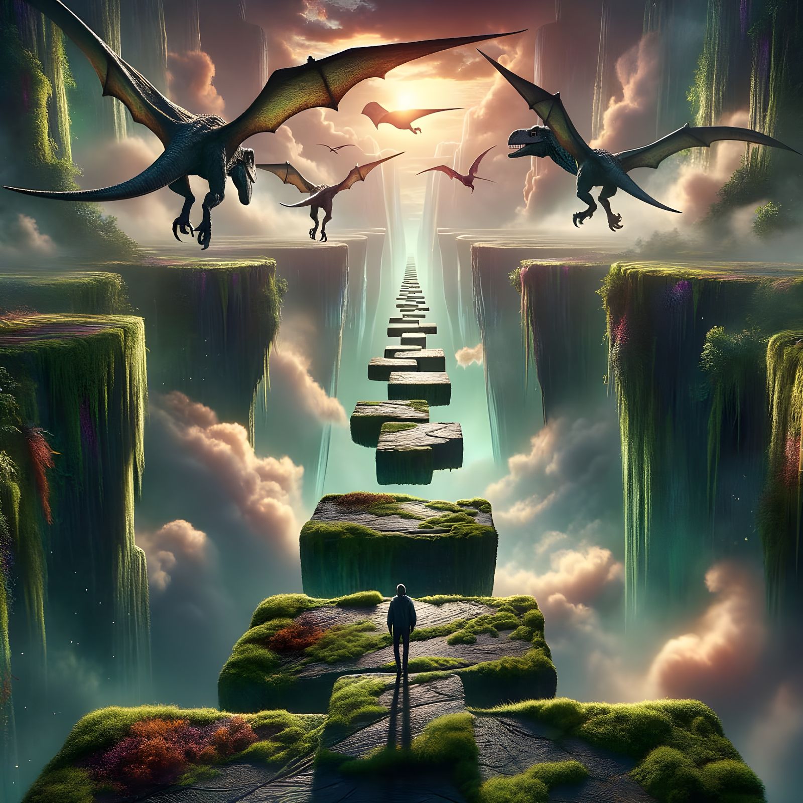 Floating Stepping Stones and Pterodactyls in Digital Paintin...