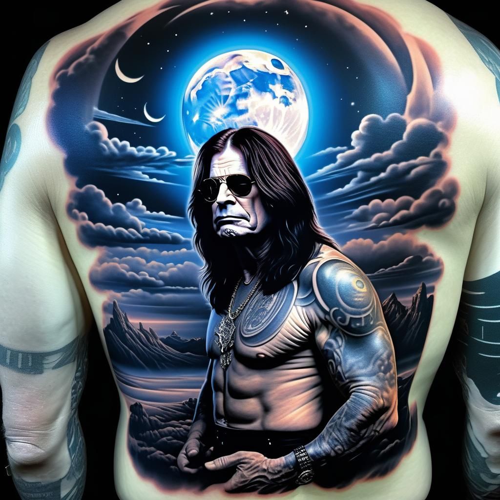 Back Tattoo of Ozzy Osbourne