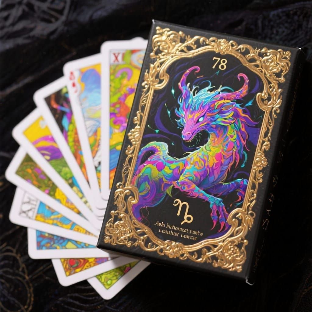 Luxurious Fantasy Tarot Deck Design with Mythical Creatures