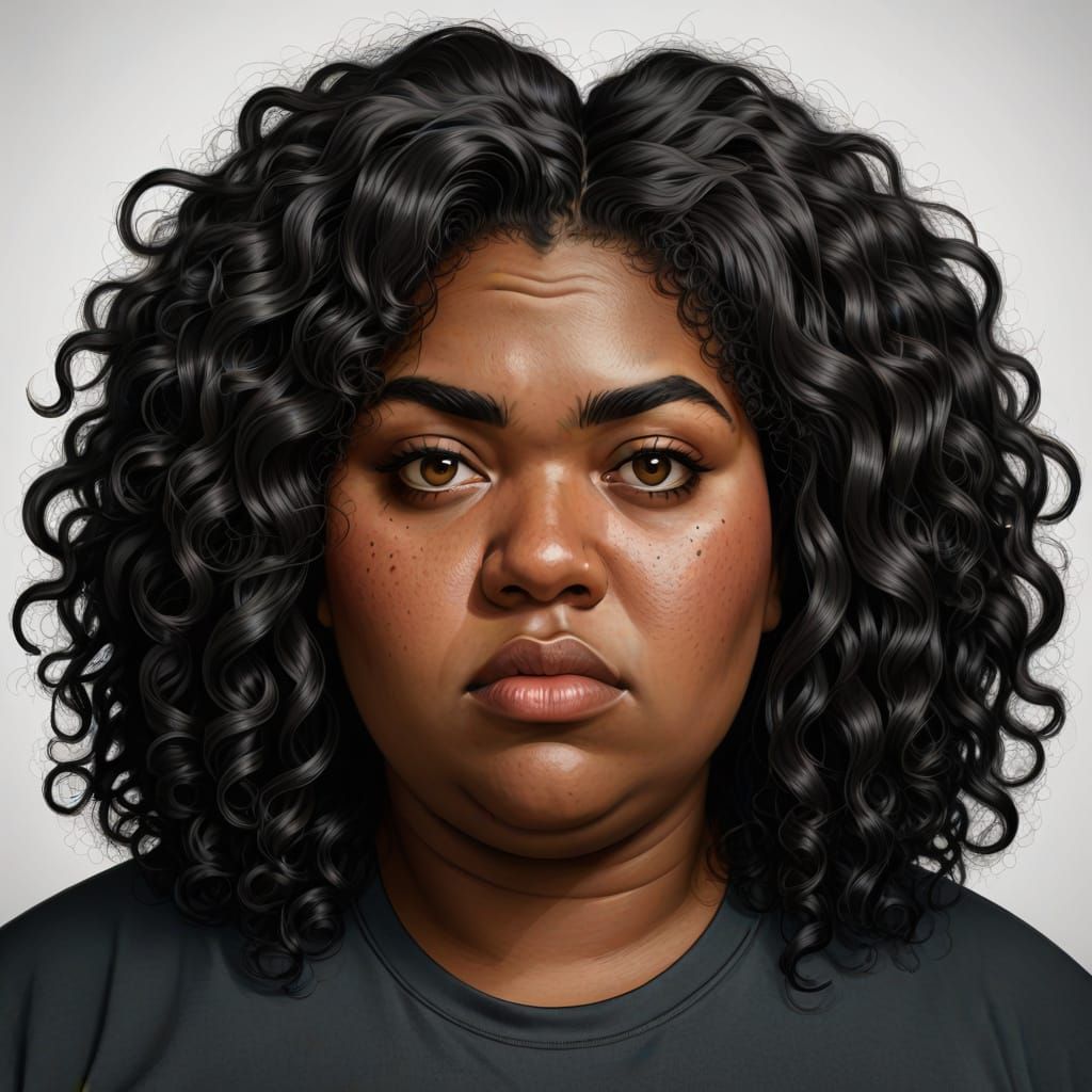 Portrayal of a Tired Black Woman in a Somber Mood