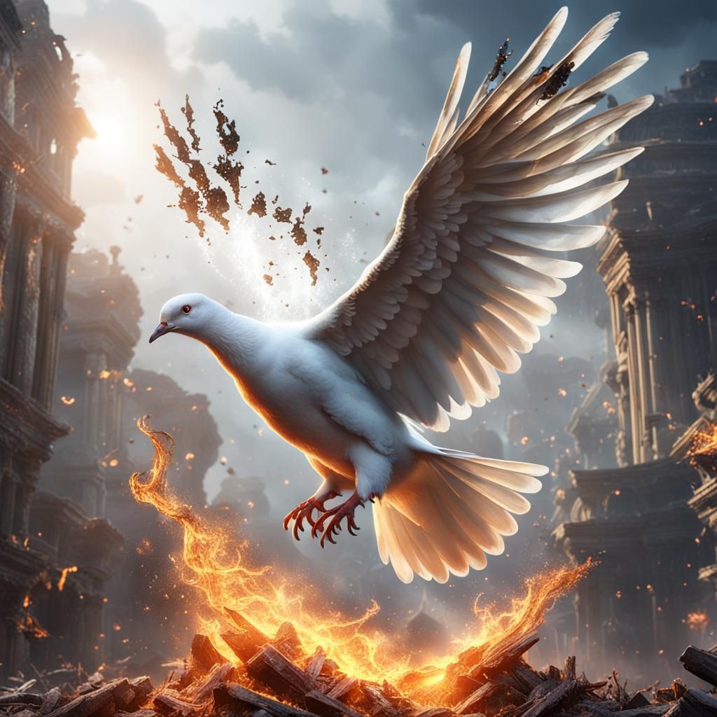 Dove Rising from Ashes: Fantasy Concept Art