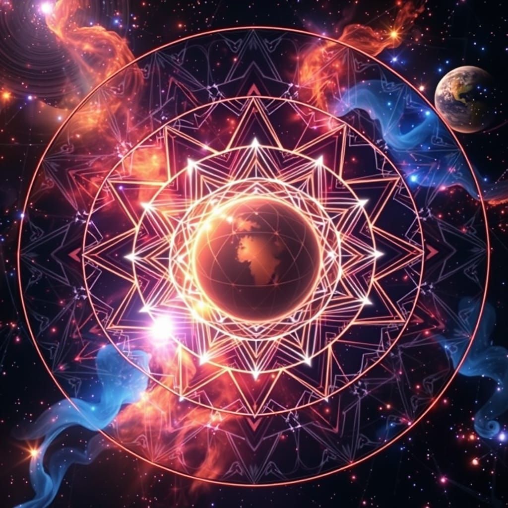 Celestial Harmony in Vibrant Sacred Geometry