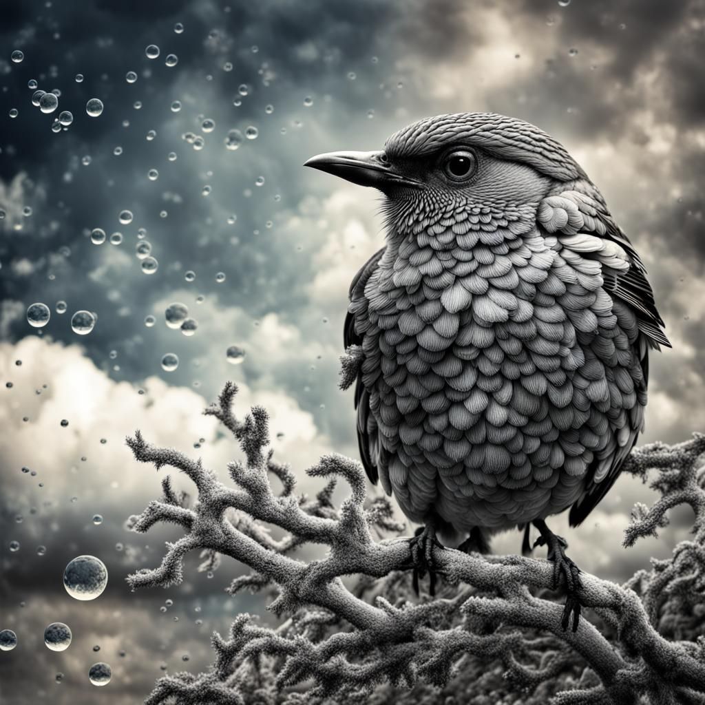 Bird's Thought Bubble: Hyperrealistic 64MP Render