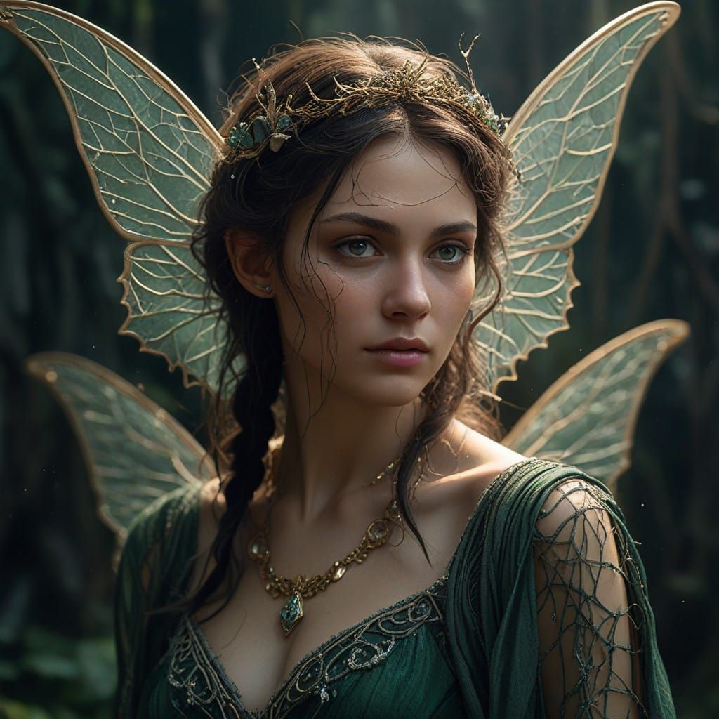 Ethereal Fairy Portrait in Art Nouveau Style